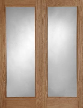 Image of PATTERN 20 CLEAR GLAZED REBATED PAIR OAK EXTERNAL DOOR