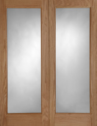 PATTERN 20 CLEAR GLAZED REBATED PAIR OAK EXTERNAL DOOR image